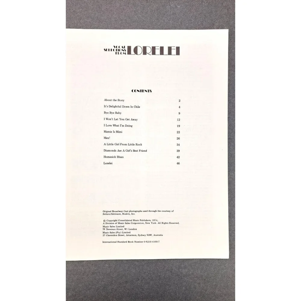 Vintage Vocal Selection From Lorelei Musical Song Book Music 1974 Carol Channing - Picture 3 of 6